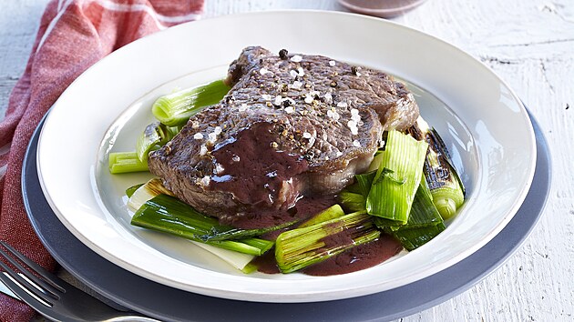 Hovězí steak s pórkem
