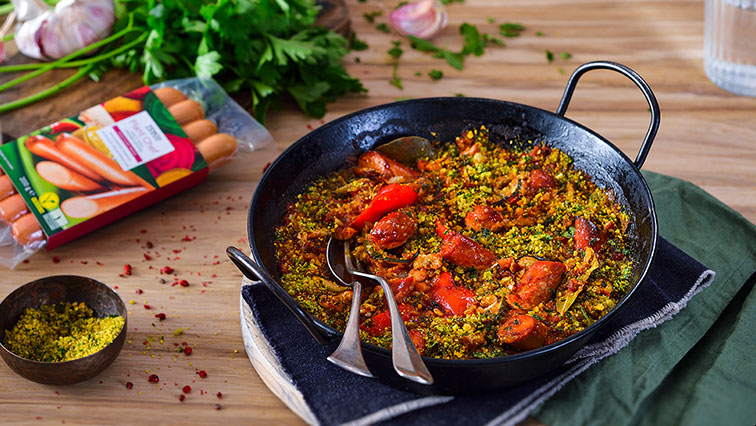 Pikantní casserole s vegetariánskou klobásou c5699abfd5b4e73bca098759e2a0b30b