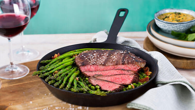 Steak s jarní zeleninou z jedné pánve 9327ed3019af16c14e6c0ffd6e714686