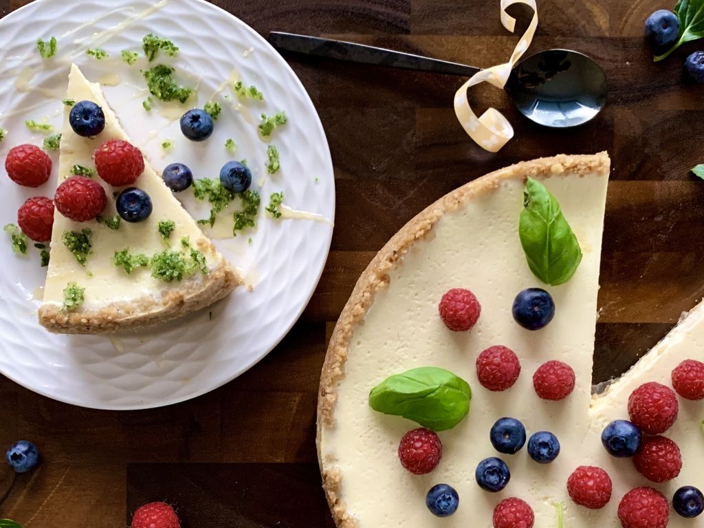 Cheesecake s bazalkovým cukrem