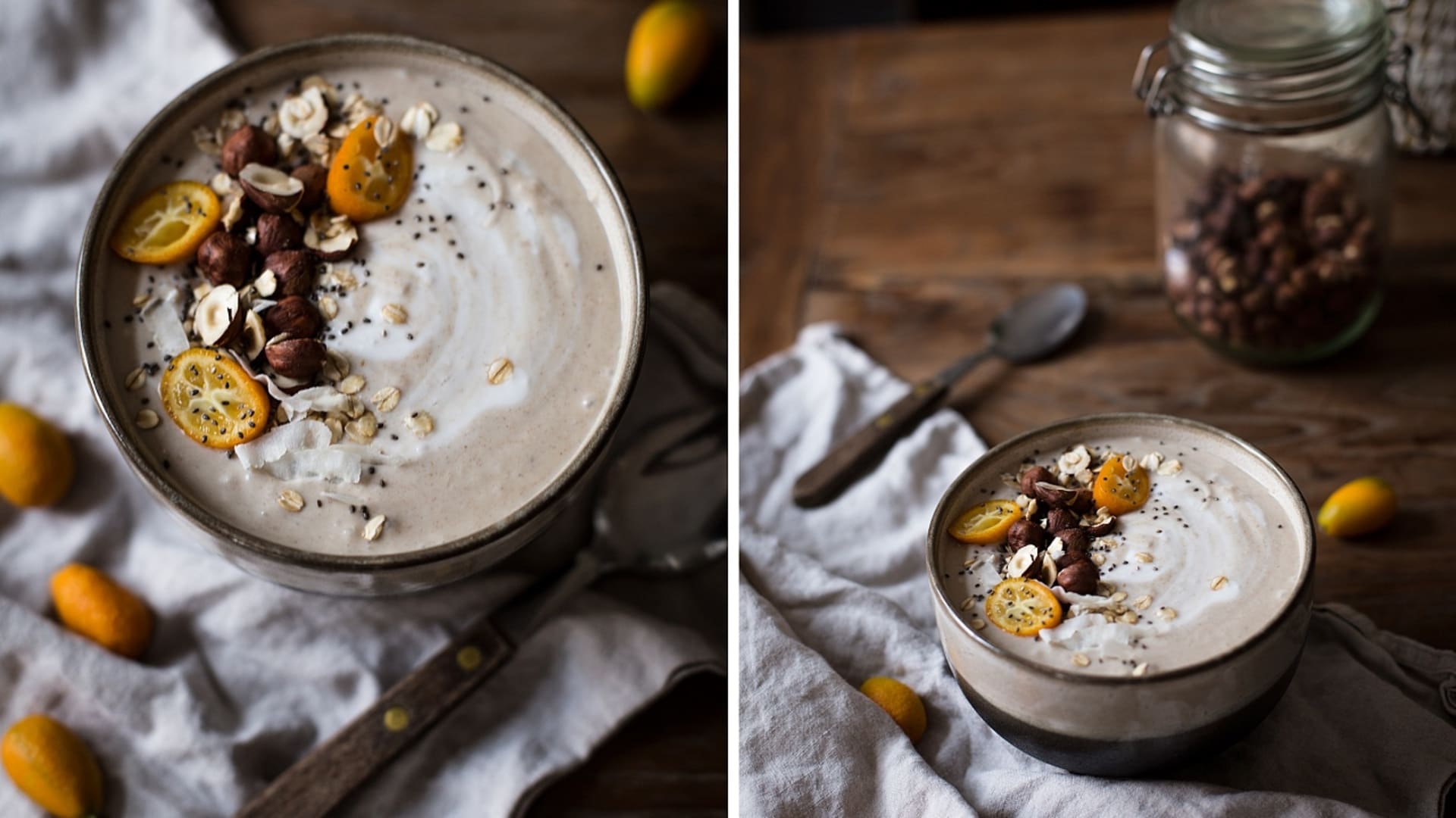 Smoothie bowl s vločkami a kokosem
