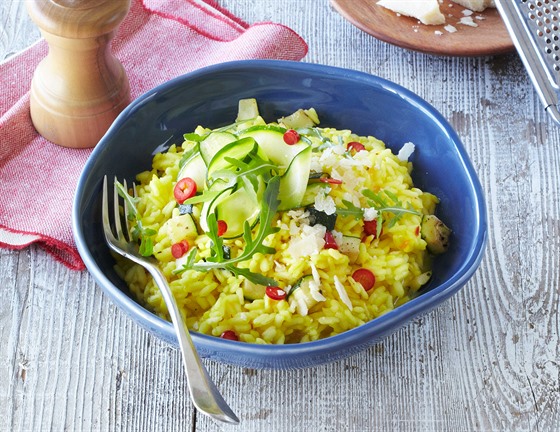 Šafránové rizoto s cuketou