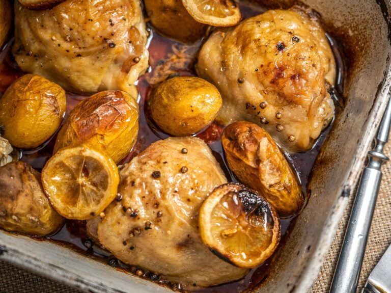 Pečené kuře s novými bramborami, citronem a pepřem pecene-kure-recept-nove-brambory