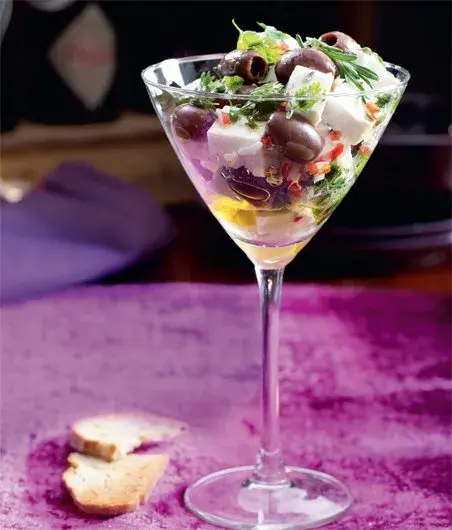 Sklenička feta, olivy & bylinky