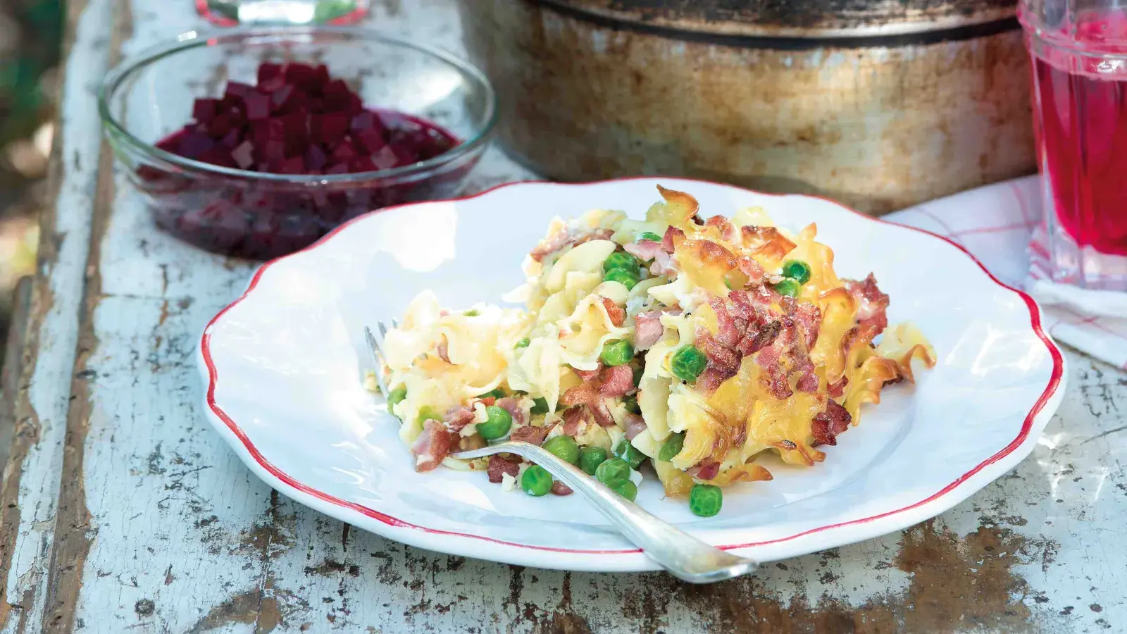 Šunkofleky s hráškem