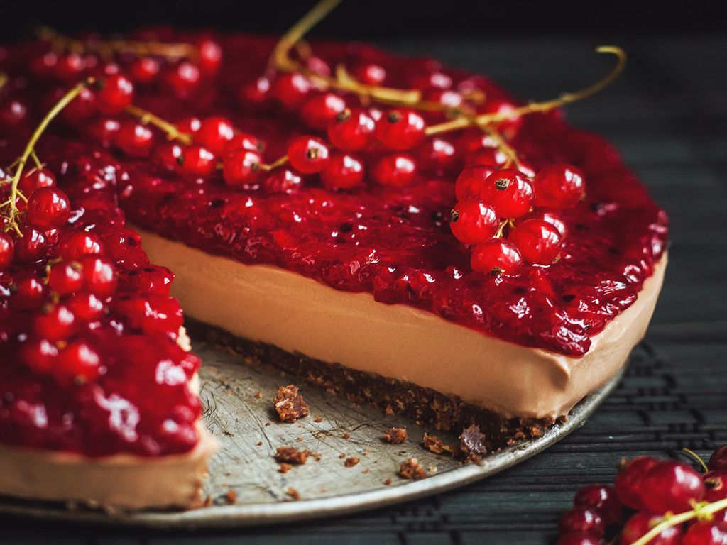 Nepečený cheesecake s rybízem